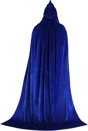 MIAOLLUN Halloween Cloak, Unisex Halloween Cape Robe with Hood Velvet Hooded Cape for Halloween Cosplay Costumes,Blue,170cm
