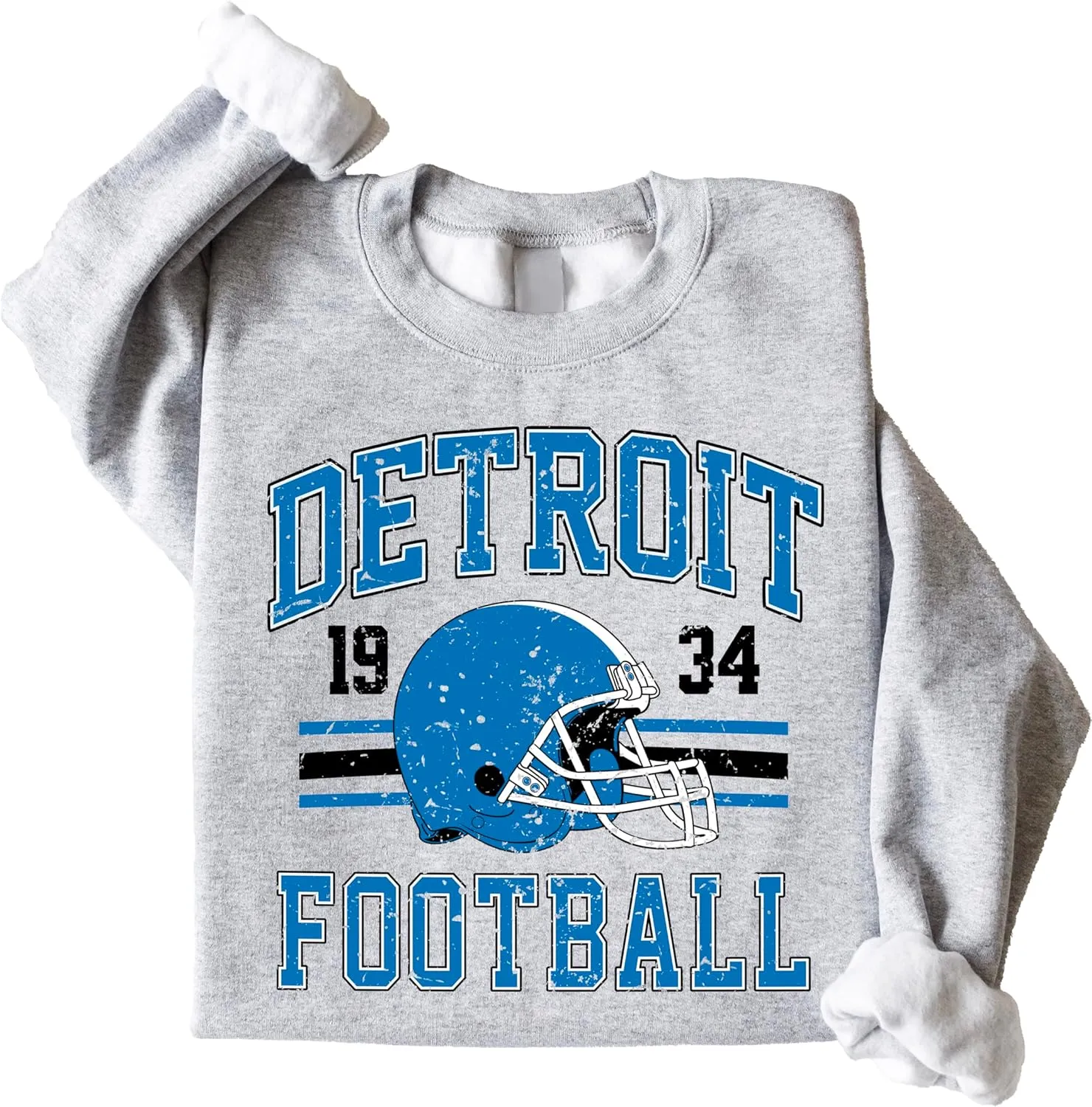 Olive Loves Apple Vintage Detroit 1934 Football Sweatshirt for Men Women and Kids Blue and Black Pullover