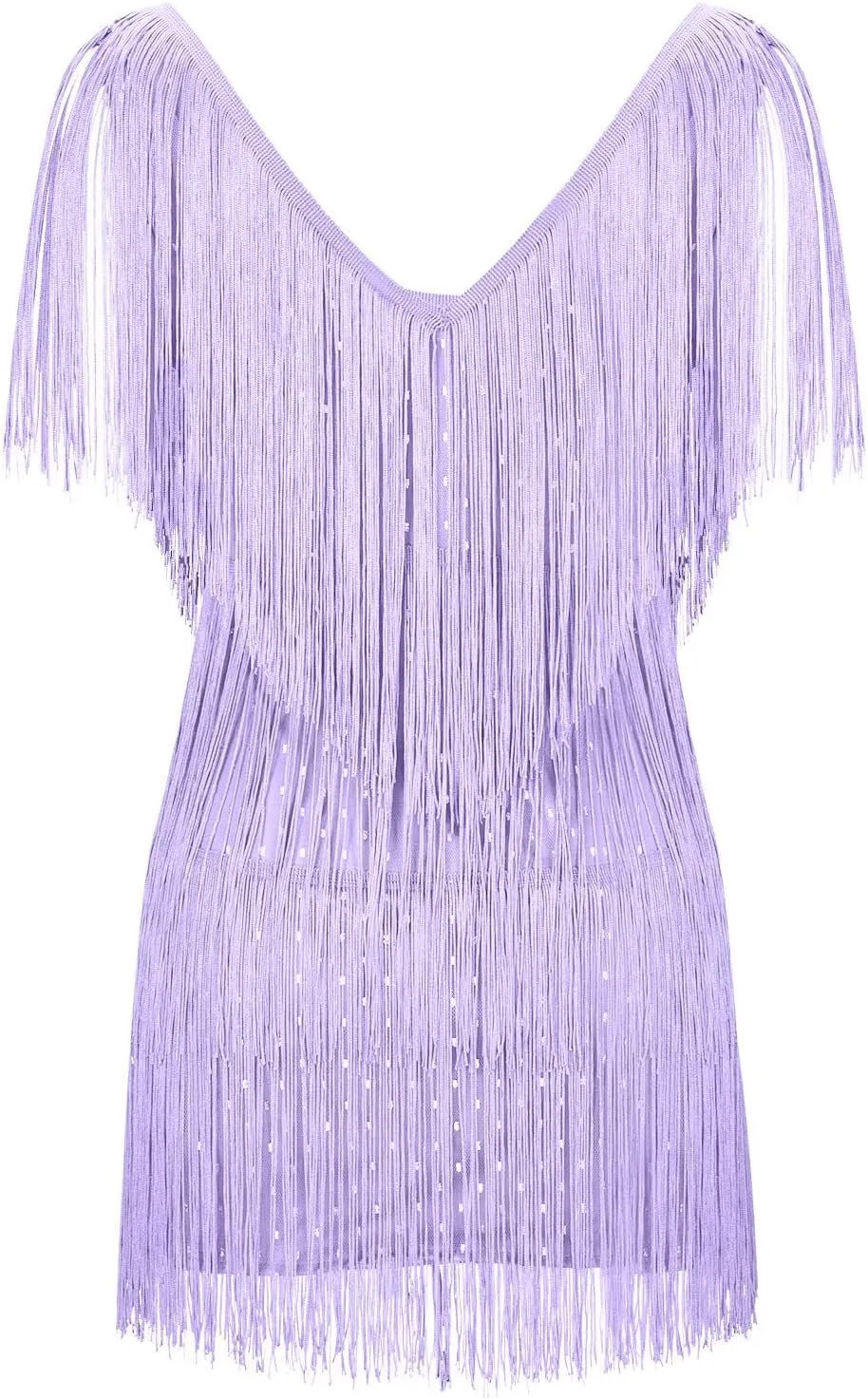 Oplxuo Cocktail Dresses for Women Sexy Deep V-Neck All-Over Fringe Spaghetti Straps Dress Sequins Feather Prom Party Dress