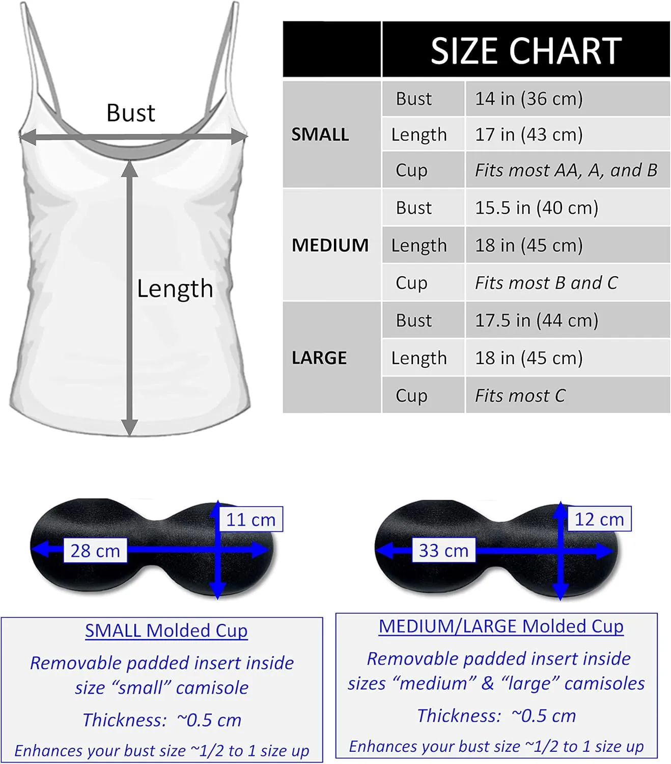 Padded Camisole No Shelf, No Built in Bra, No Elastic Band, No Bra Tank Top Cami
