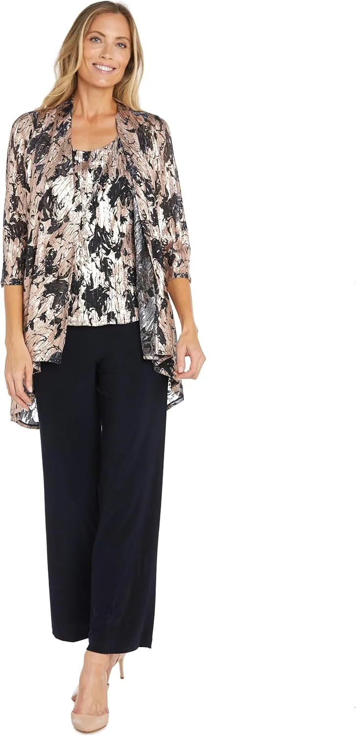 R&M Richards Womens Metallic One-Button Suit