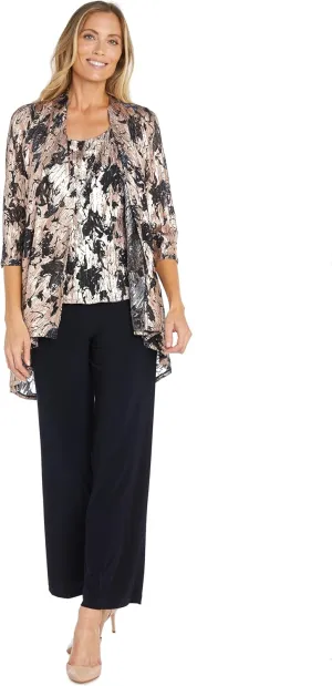 R&M Richards Womens Metallic One-Button Suit