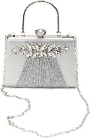 Rhinestone Evening Bag for Women Sequin Pleated Clutch Bag Bridal Wedding Purse Crystal Shoulder Bag Glitter Handbag
