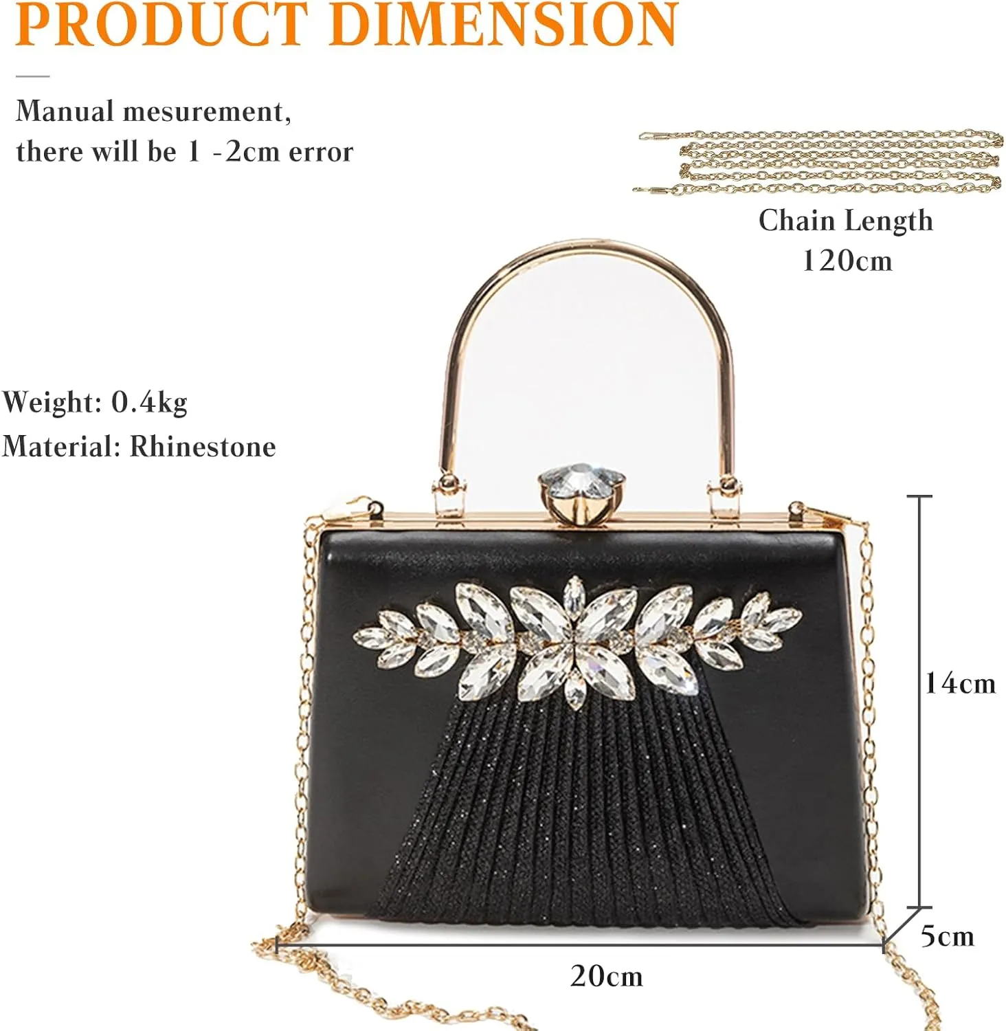 Rhinestone Evening Bag for Women Sequin Pleated Clutch Bag Bridal Wedding Purse Crystal Shoulder Bag Glitter Handbag