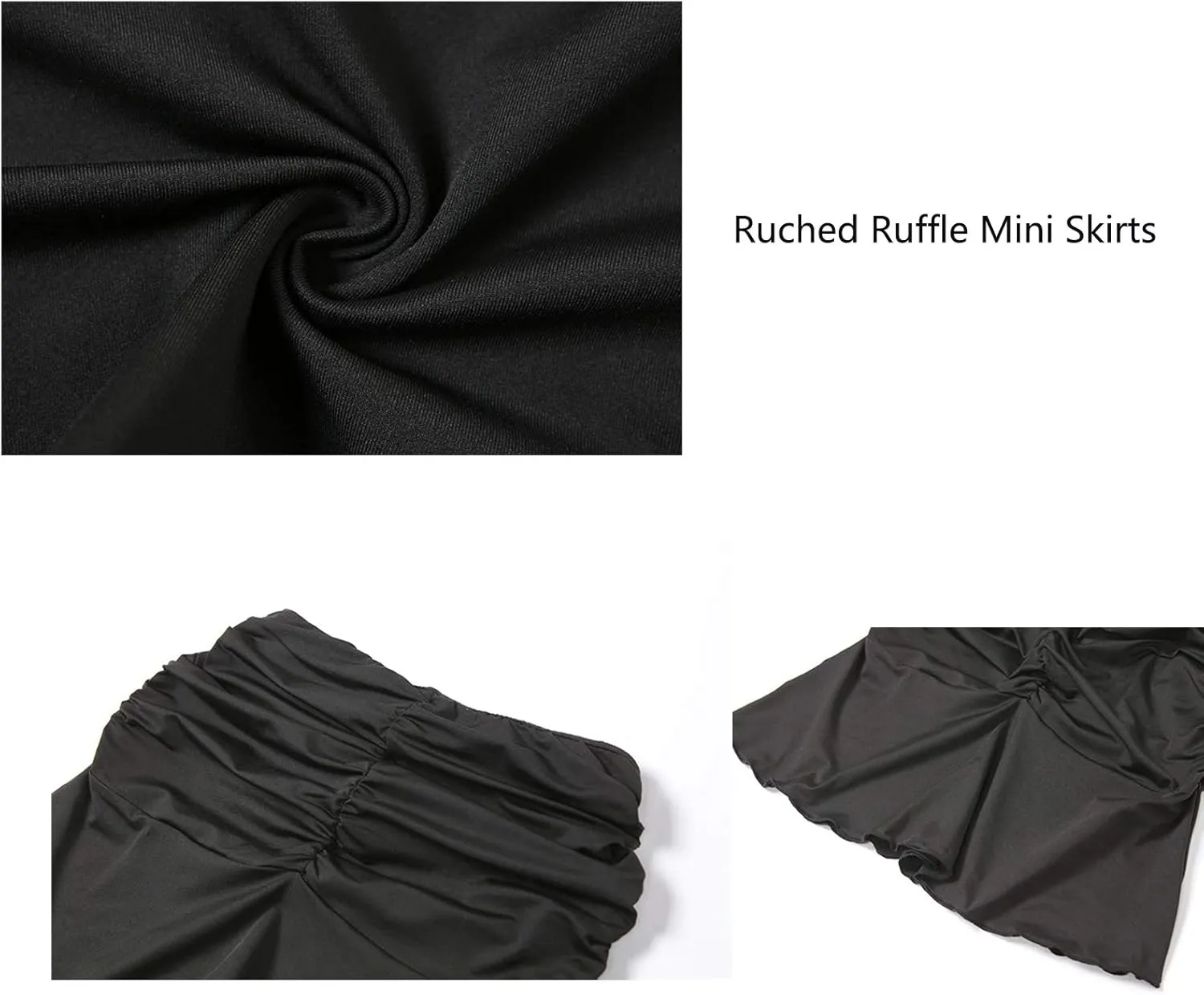 SAFRISIOR Women Ruched Ruffle Short Skirt High Waisted Stretch Pleated Tennis E-Girls 90s A-Line Mini Skirt