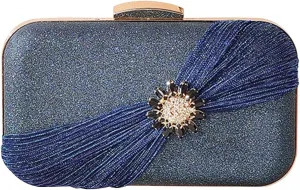 Sequin Clutch Bag Pleated Evening Bag for Women Bridal Wedding Purse Rhinestone Handbag Crystal Shoulder Bag