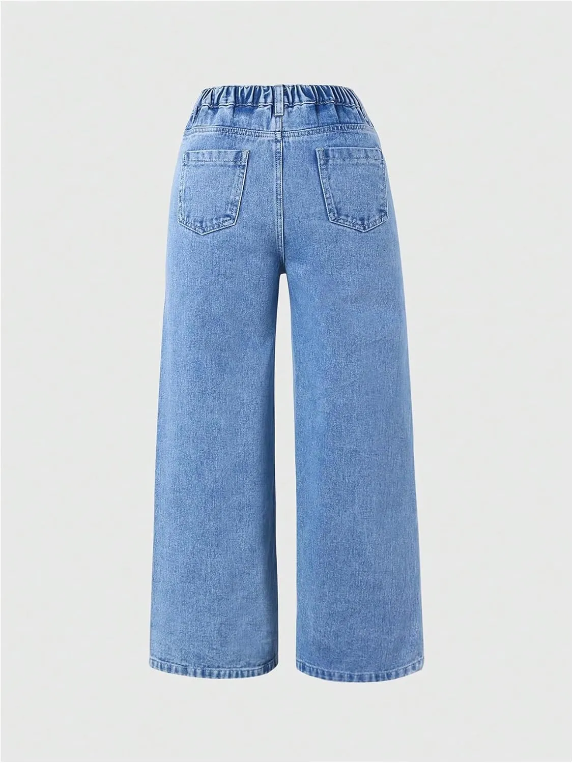 SHENHE Girl's Y2K Heart Applique Elastic High Waist Jeans Wide Leg Loose Denim Pants