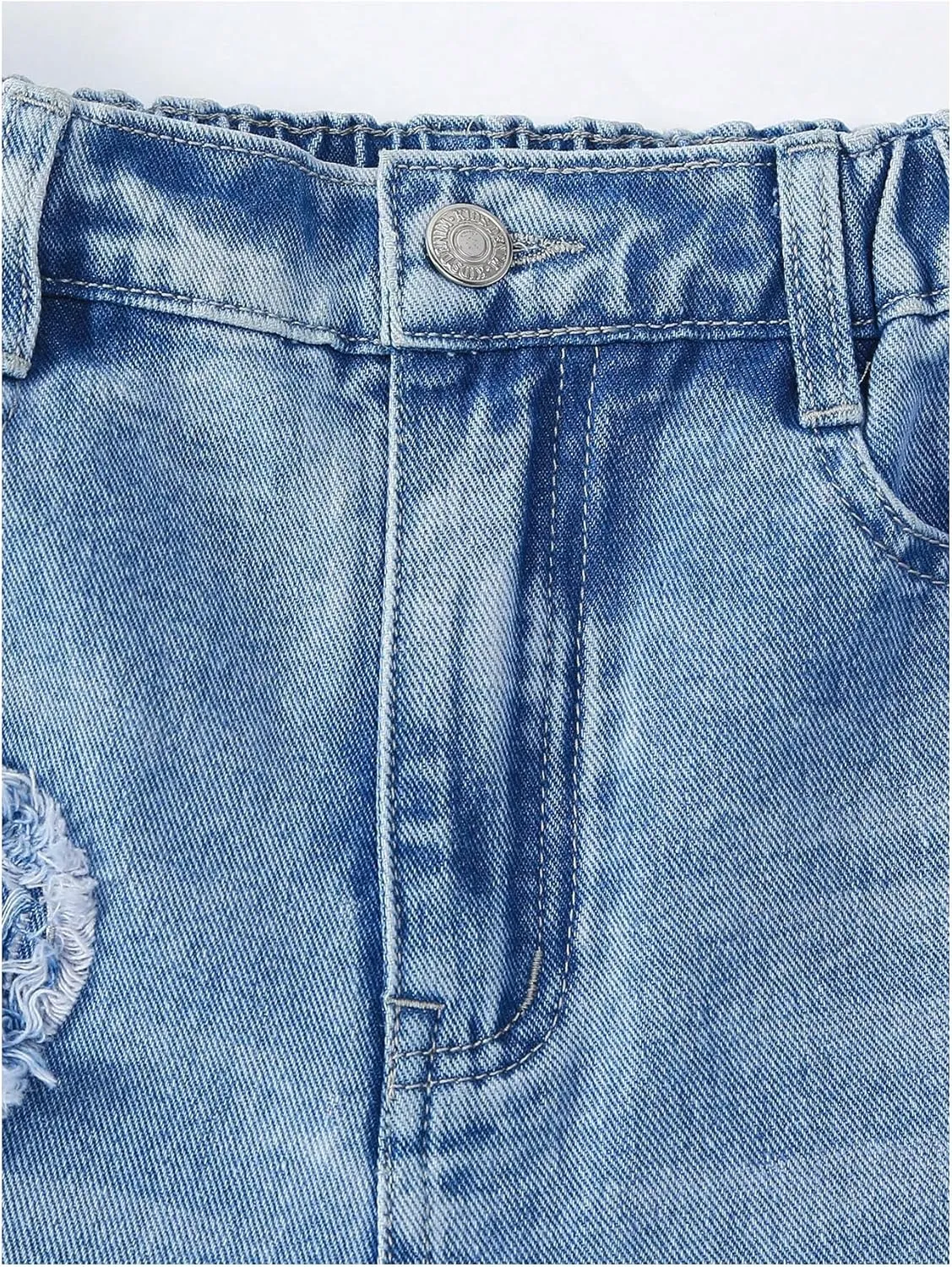 SHENHE Girl's Y2K Heart Applique Elastic High Waist Jeans Wide Leg Loose Denim Pants