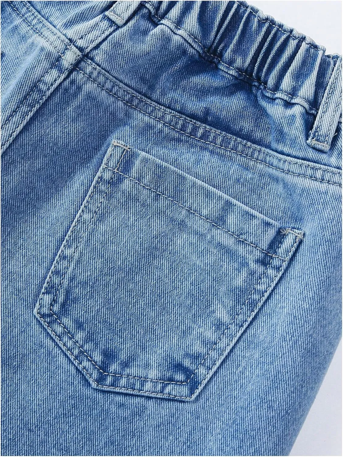 SHENHE Girl's Y2K Heart Applique Elastic High Waist Jeans Wide Leg Loose Denim Pants