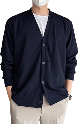 SHENHE Men's Button Down V Neck Cardigan Jacket Lightweight Street Casual Jacket Coat