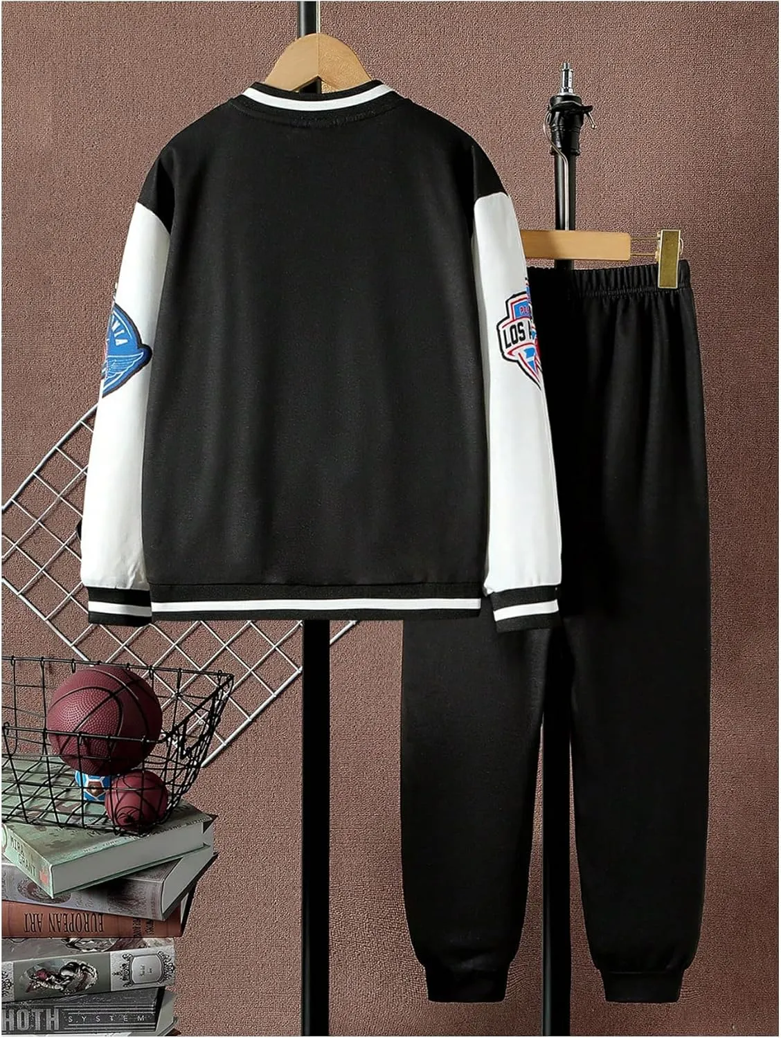 SOLY HUX Boy's 2 Piece Sweatsuits Outfits Letter Graphic Long Sleeve Varsity Jacket and Sweatpants Set