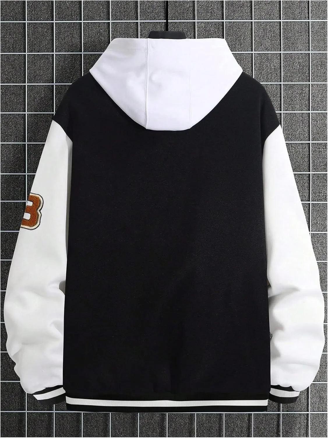 SOLY HUX Men's Color Block Letter Print Baseball Jacket Long Sleeve Casual Varsity Jacket