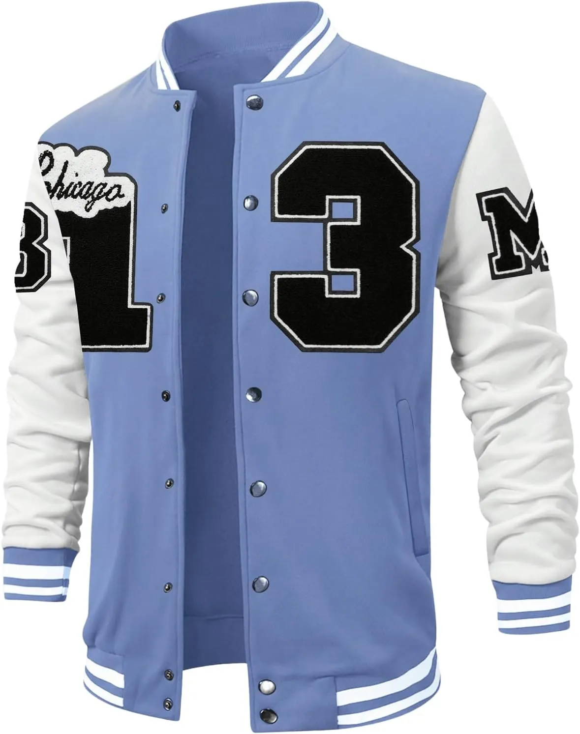 SOLY HUX Men's Color Block Letter Print Varsity Jacket Long Sleeve Baseball Jacket Bomber Coat