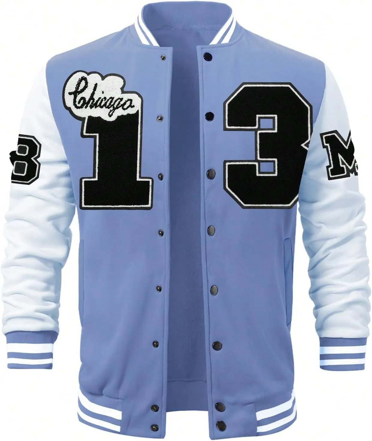 SOLY HUX Men's Color Block Letter Print Varsity Jacket Long Sleeve Baseball Jacket Bomber Coat