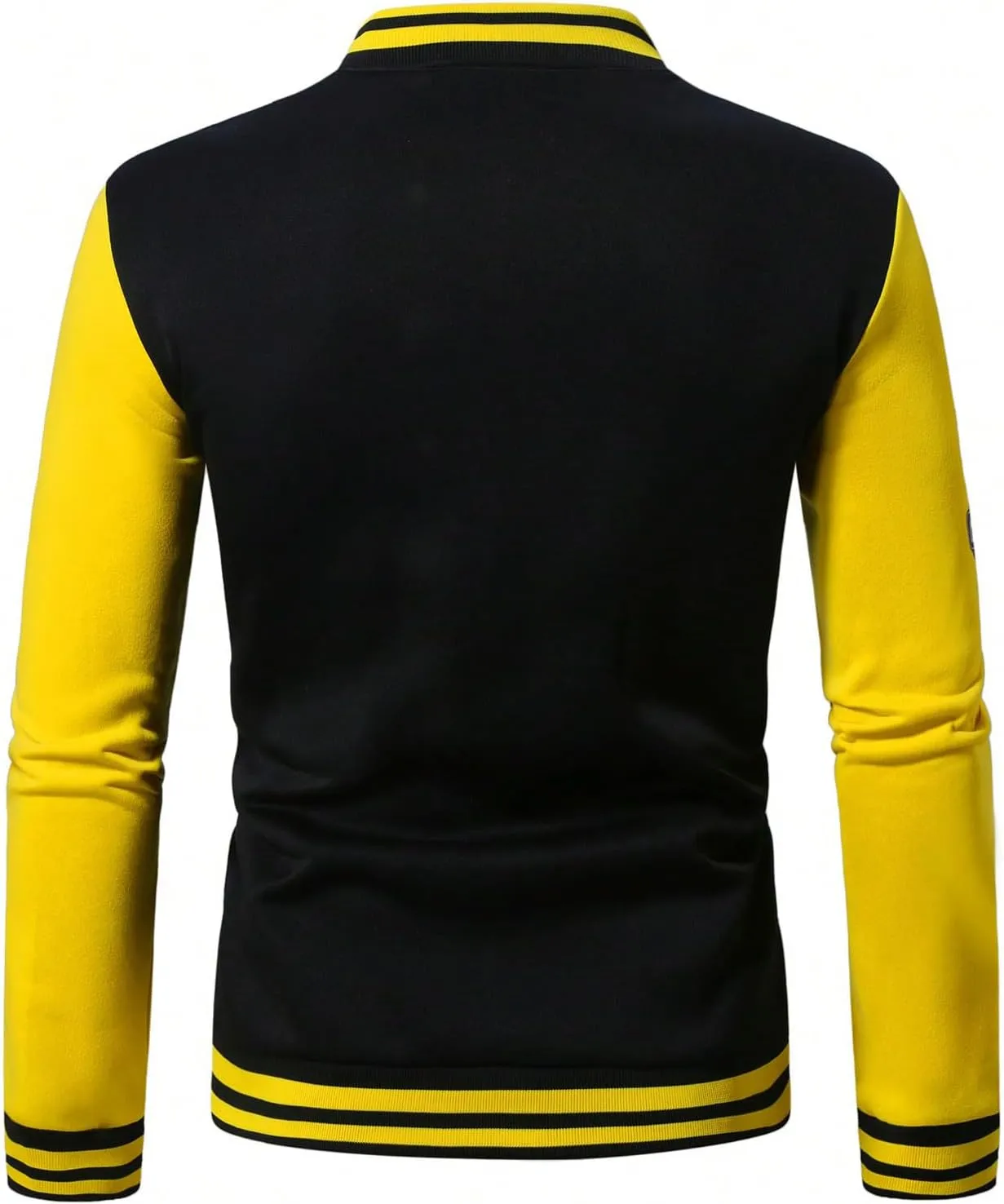 SOLY HUX Men's Color Block Letter Print Varsity Jacket Long Sleeve Baseball Jacket Bomber Coat
