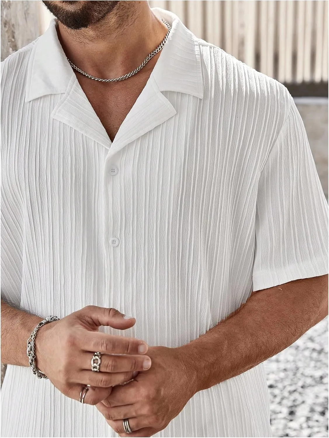 SOLY HUX Men's Plus Size 2 Piece Outfits Summer Short Sleeve Button Down Shirt and Pants Set