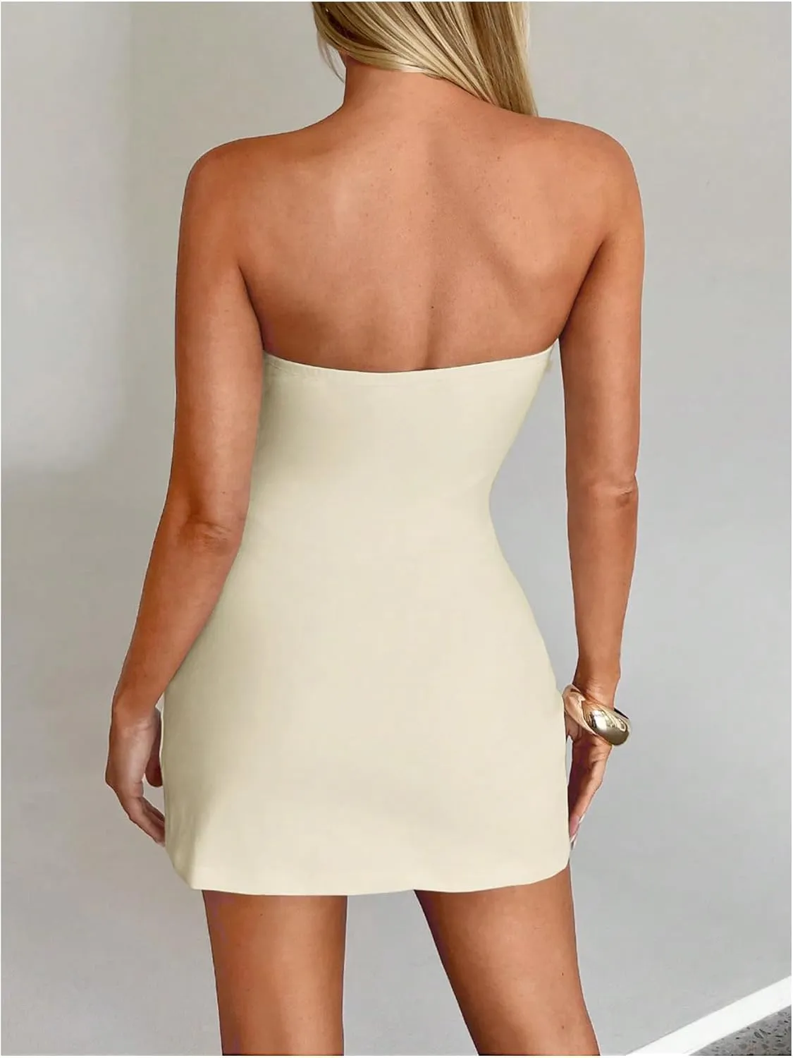 SOLY HUX Women's Bodycon Dress Mini Tube Dress Strapless Sleeveless Party Dresses