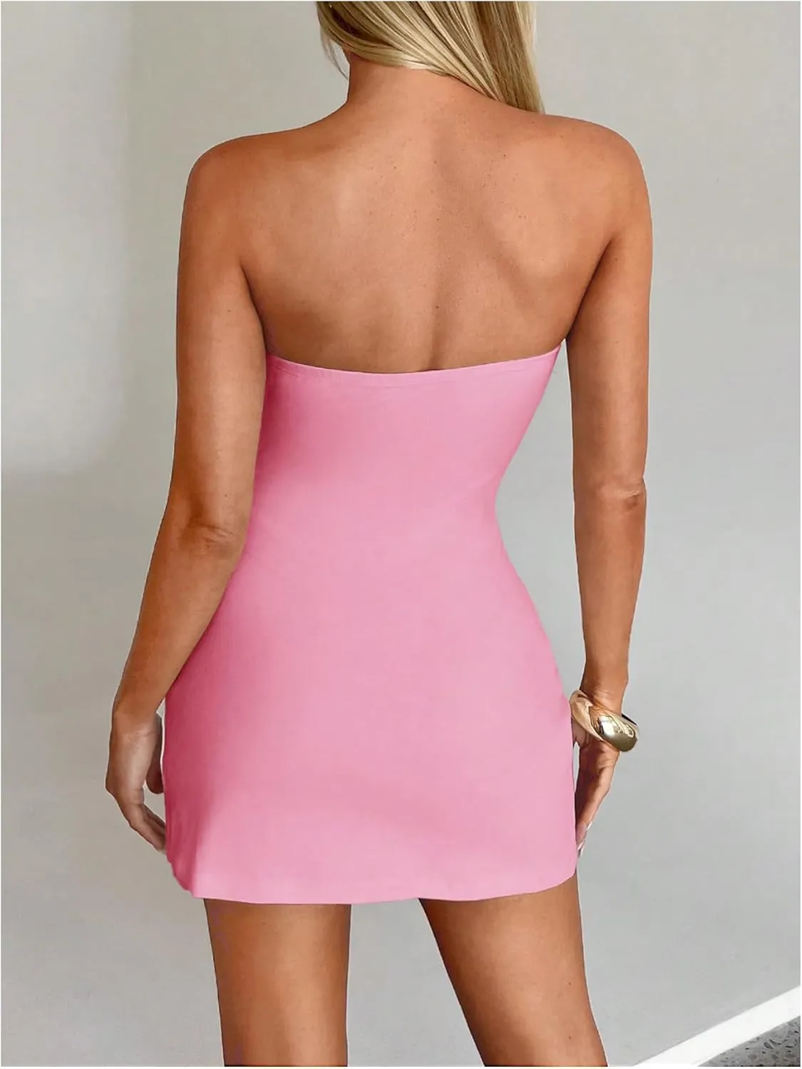 SOLY HUX Women's Bodycon Dress Mini Tube Dress Strapless Sleeveless Party Dresses
