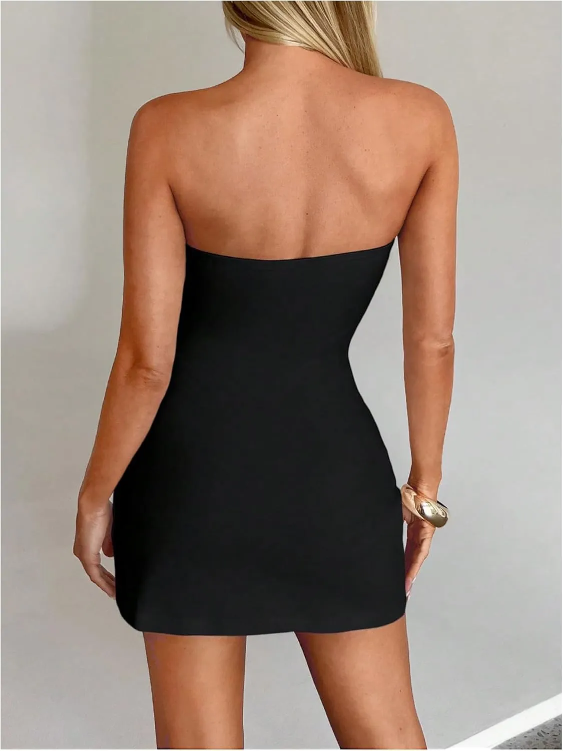 SOLY HUX Women's Bodycon Dress Mini Tube Dress Strapless Sleeveless Party Dresses