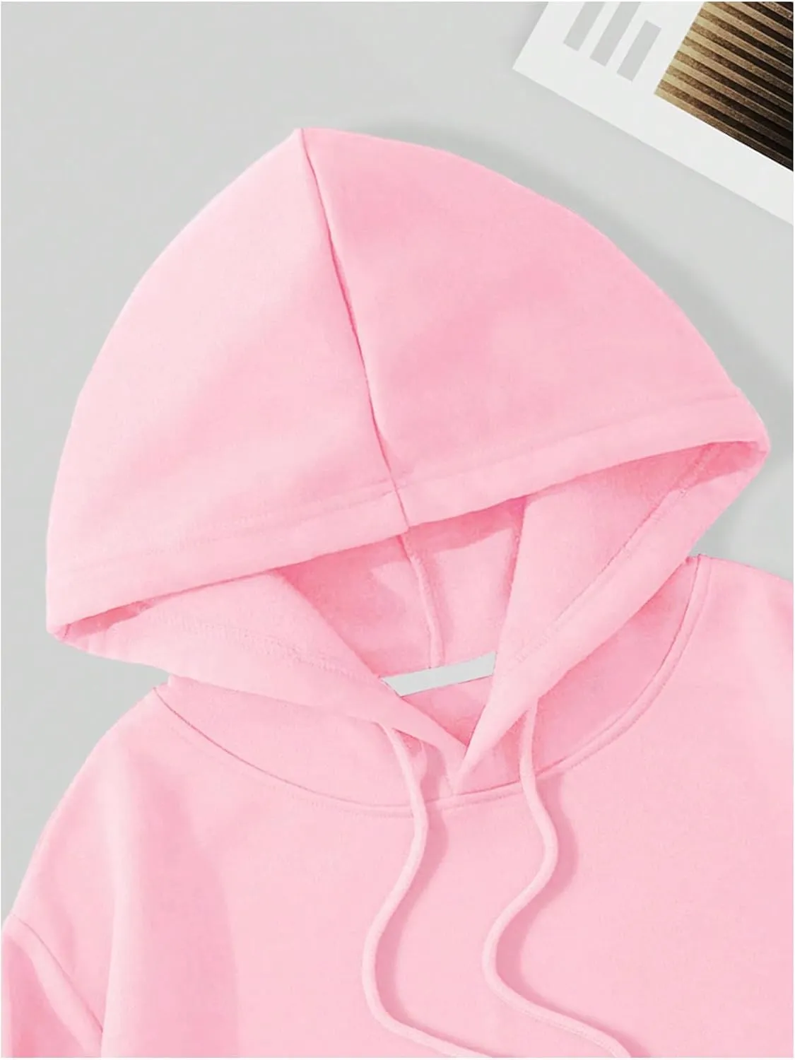 SOLY HUX Women's Cropped Hoodie Drawstring Long Sleeve Drop Shoulder Casual Sweatshirt