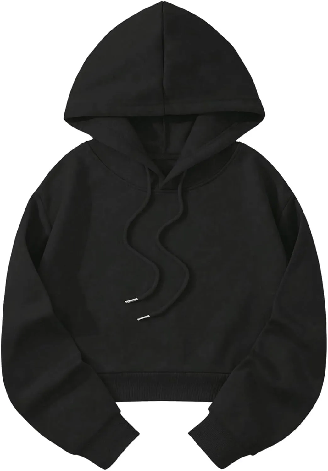 SOLY HUX Women's Cropped Hoodie Drawstring Long Sleeve Drop Shoulder Casual Sweatshirt