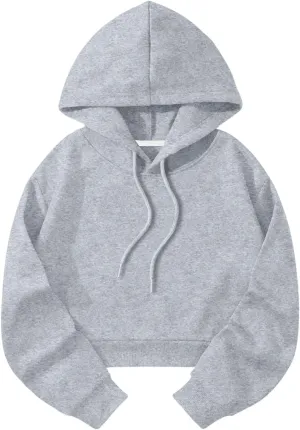 SOLY HUX Women's Cropped Hoodie Drawstring Long Sleeve Drop Shoulder Casual Sweatshirt