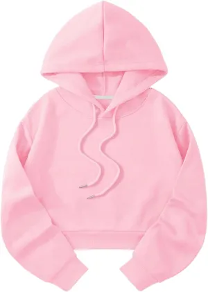 SOLY HUX Women's Cropped Hoodie Drawstring Long Sleeve Drop Shoulder Casual Sweatshirt
