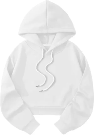 SOLY HUX Women's Cropped Hoodie Drawstring Long Sleeve Drop Shoulder Casual Sweatshirt