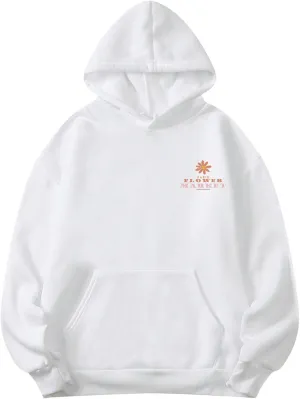 SOLY HUX Women's Letter Floral Print Hoodies Drawstring Long Sleeve Pullover Sweatshirt with Pocket
