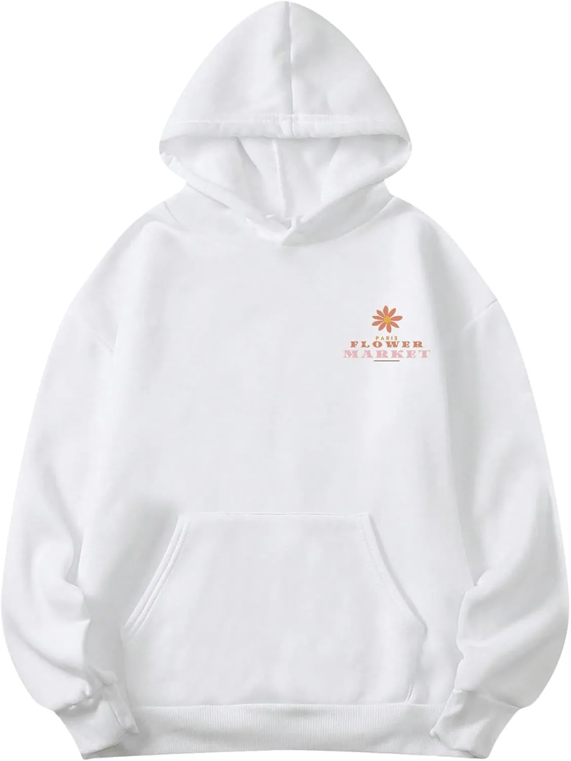 SOLY HUX Women's Letter Floral Print Hoodies Drawstring Long Sleeve Pullover Sweatshirt with Pocket