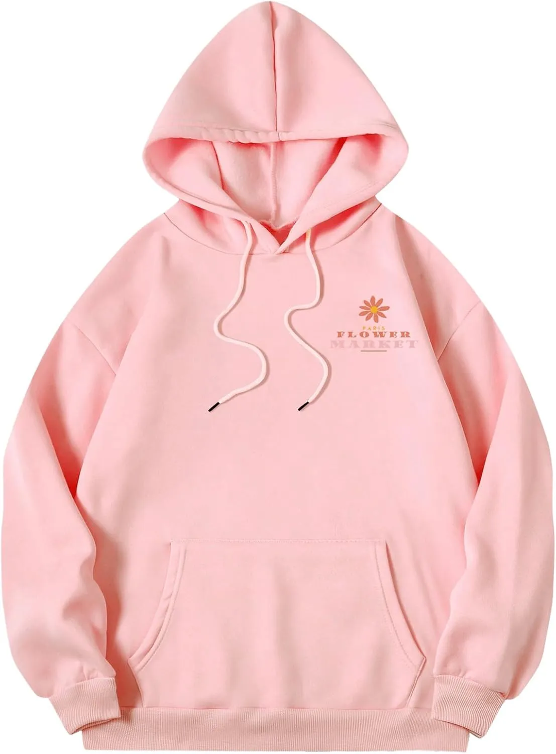 SOLY HUX Women's Letter Floral Print Hoodies Drawstring Long Sleeve Pullover Sweatshirt with Pocket