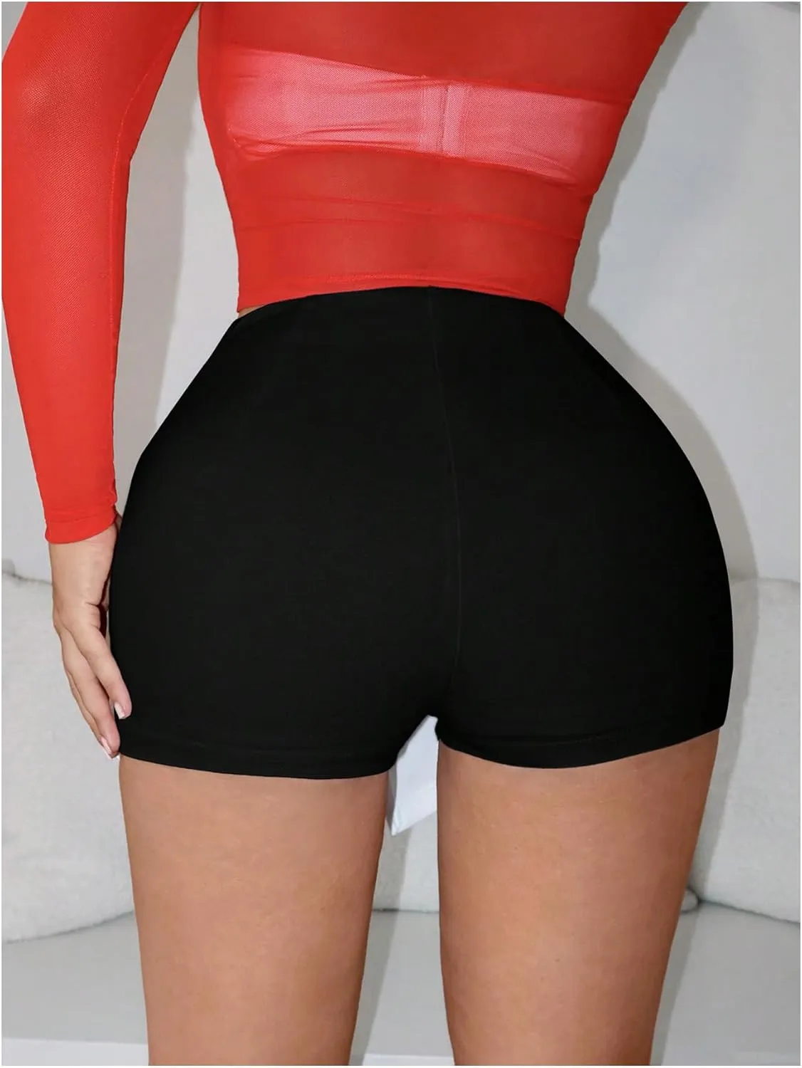 SOLY HUX Women's Mini Skorts Split High Waisted Asymmetrical Hem Mini Skirts with Shorts