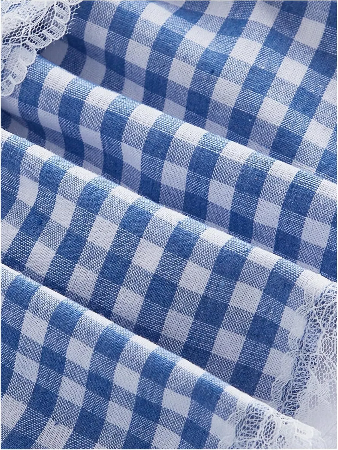 SOLY HUX Women's Y2k Gingham Plaid Mini Dress Lace Trim A Line Layered Ruffle Hem Cami Dresses
