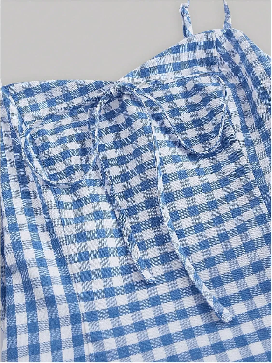 SOLY HUX Women's Y2k Gingham Plaid Mini Dress Lace Trim A Line Layered Ruffle Hem Cami Dresses