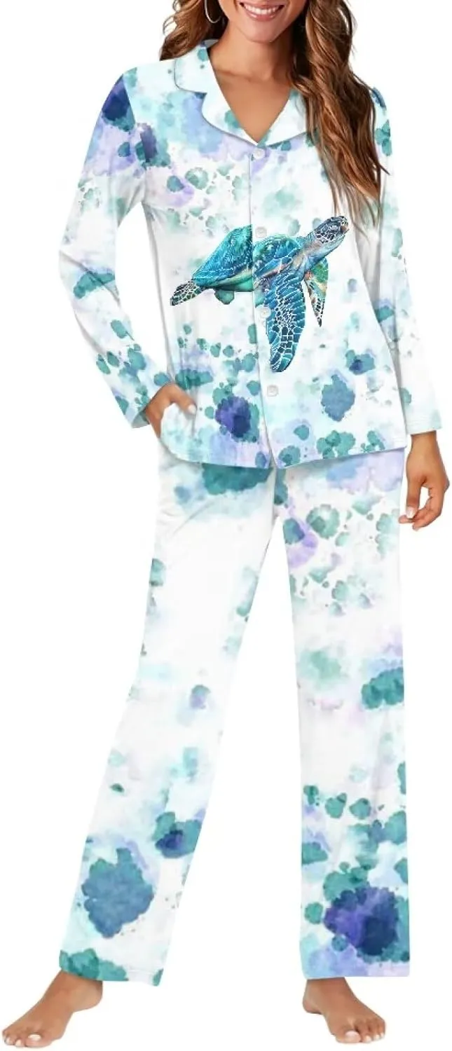 Upetstory Women Pajamas Set Long Sleeve Sleepwear Button Down Loungewear