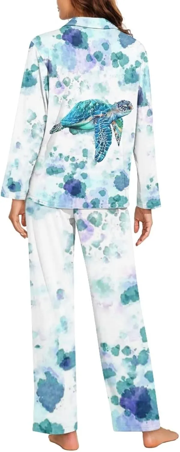 Upetstory Women Pajamas Set Long Sleeve Sleepwear Button Down Loungewear