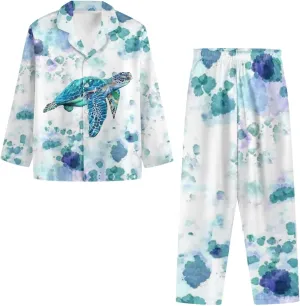 Upetstory Women Pajamas Set Long Sleeve Sleepwear Button Down Loungewear