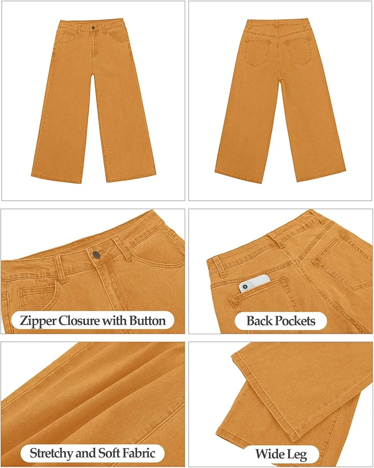 Vetinee Wide Leg Capri Jeans for Women High Waisted Stretch Cropped Baggy Denim Capris Dressy Pants