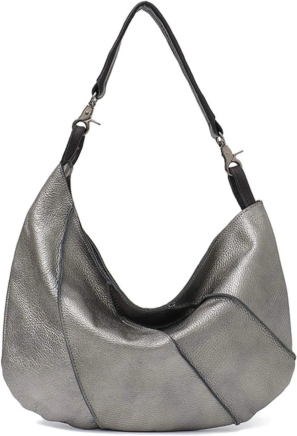 Vintage Genuine Leather Hobo Bag Half Moon Ladies Shoulder Bags for Women Sheepskin Patchwork Handbag BROWN