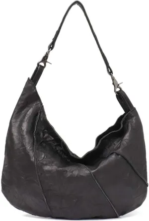 Vintage Genuine Leather Hobo Bag Half Moon Ladies Shoulder Bags for Women Sheepskin Patchwork Handbag BROWN