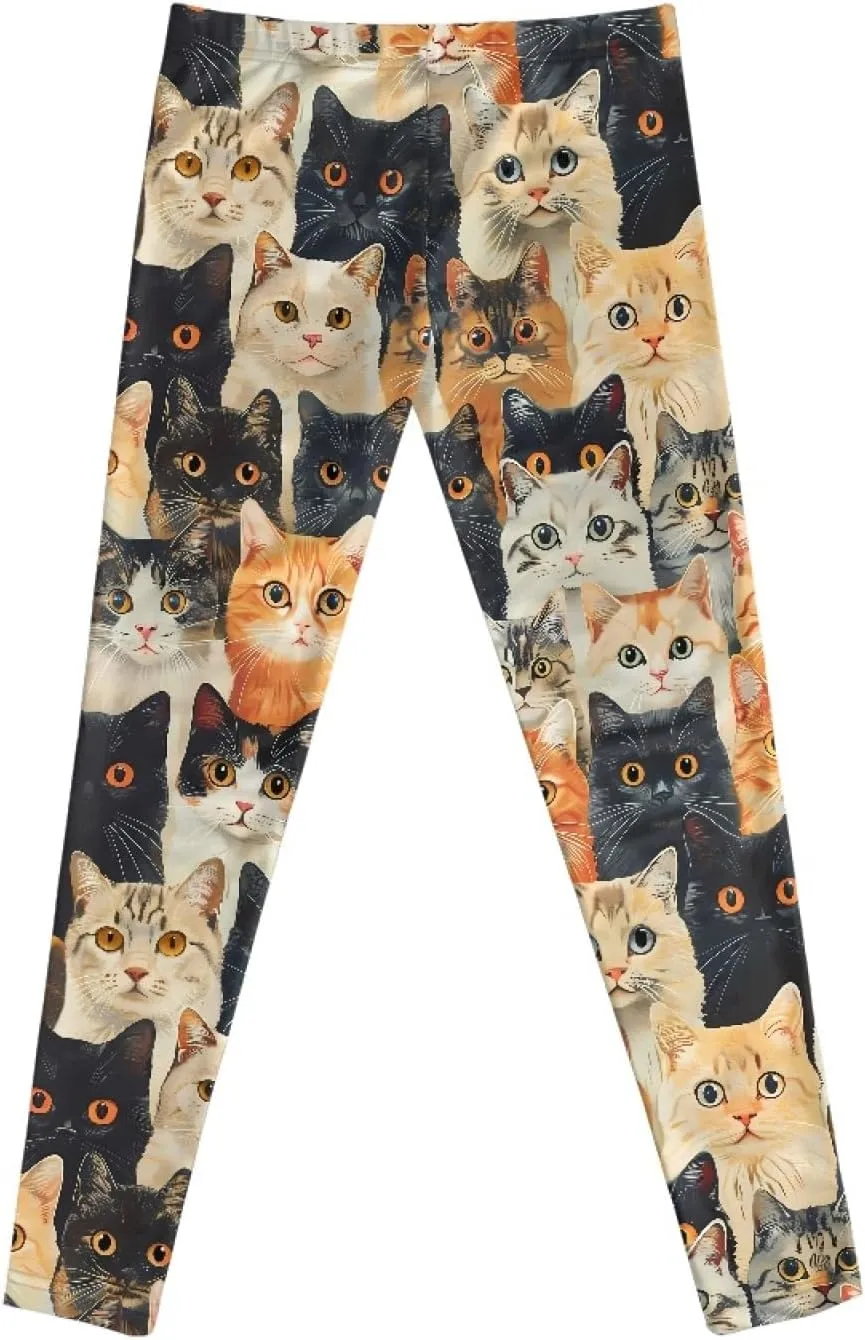Wanyint Novelty Girls' Yoga Leggings Pants Full Length Athletic Trousers High Waist Tummy Control