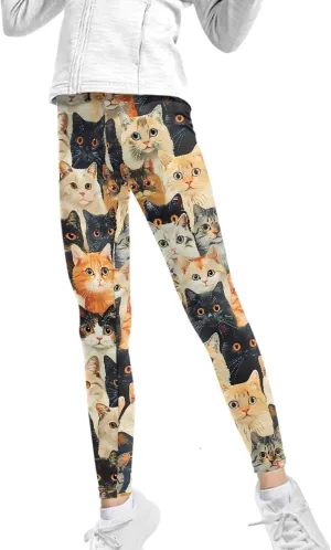 Wanyint Novelty Girls' Yoga Leggings Pants Full Length Athletic Trousers High Waist Tummy Control