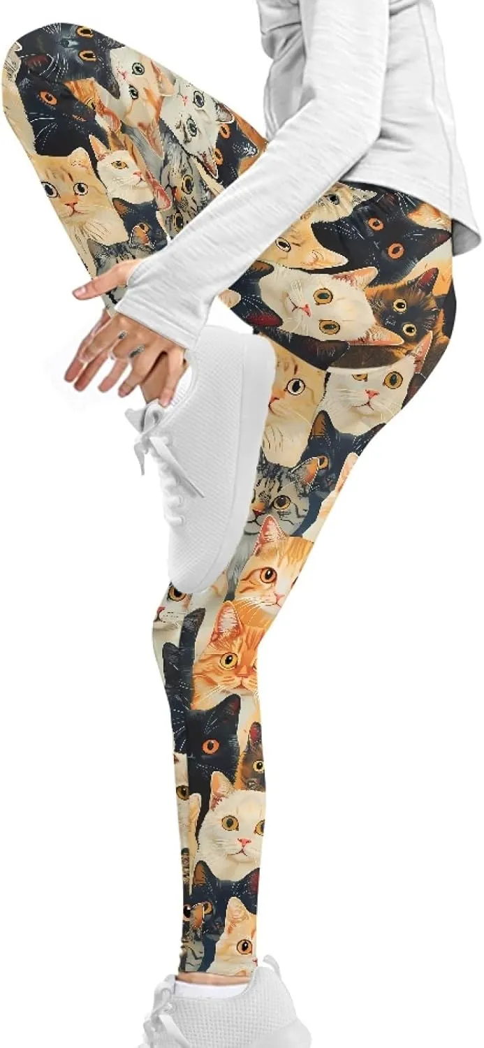 Wanyint Novelty Girls' Yoga Leggings Pants Full Length Athletic Trousers High Waist Tummy Control