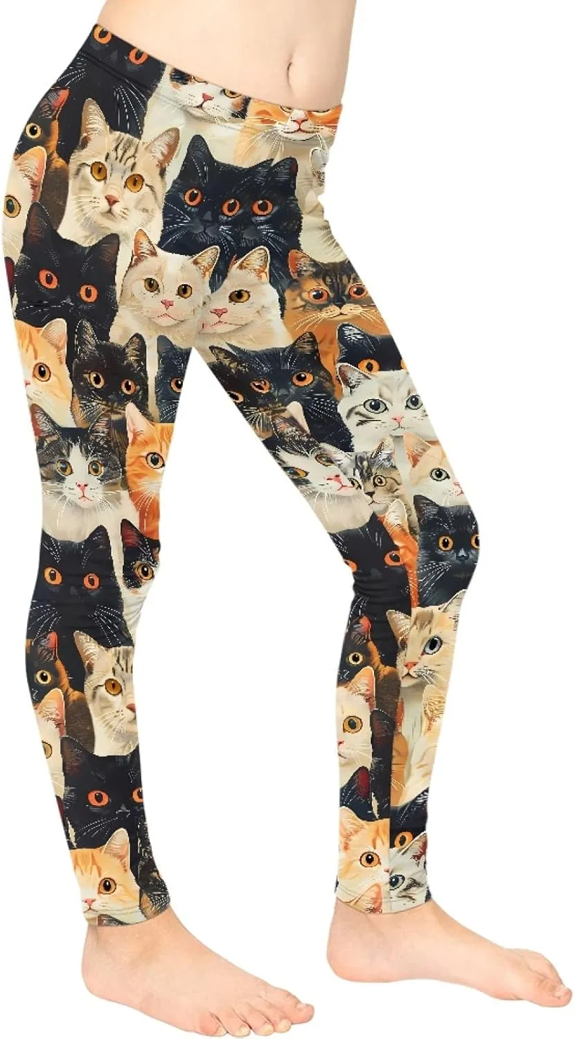 Wanyint Novelty Girls' Yoga Leggings Pants Full Length Athletic Trousers High Waist Tummy Control