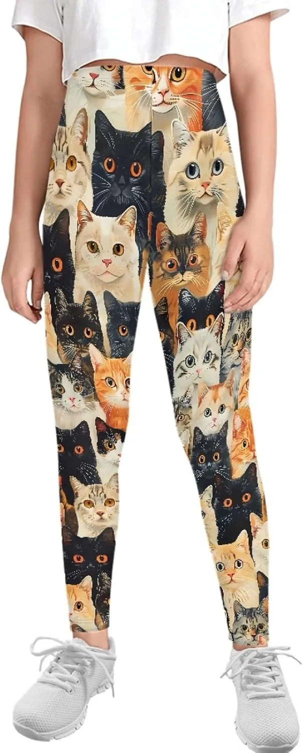 Wanyint Novelty Girls' Yoga Leggings Pants Full Length Athletic Trousers High Waist Tummy Control