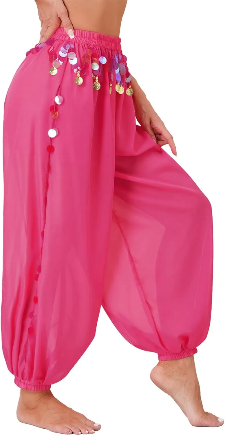 Women Belly Dance Costume Crop Top Bloomers Pants Sets Indian Bollywood Carnival Party Dancewear