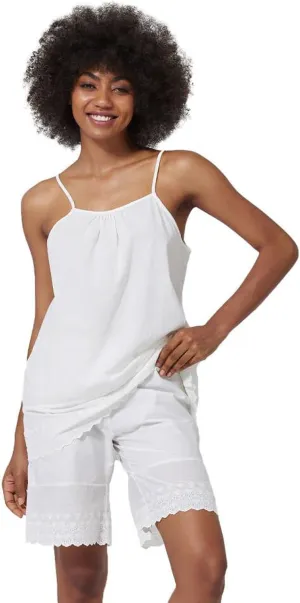 Women Camisole with Cotton Pettipants for Under Dress Victorian Pajama SetsIvory,L