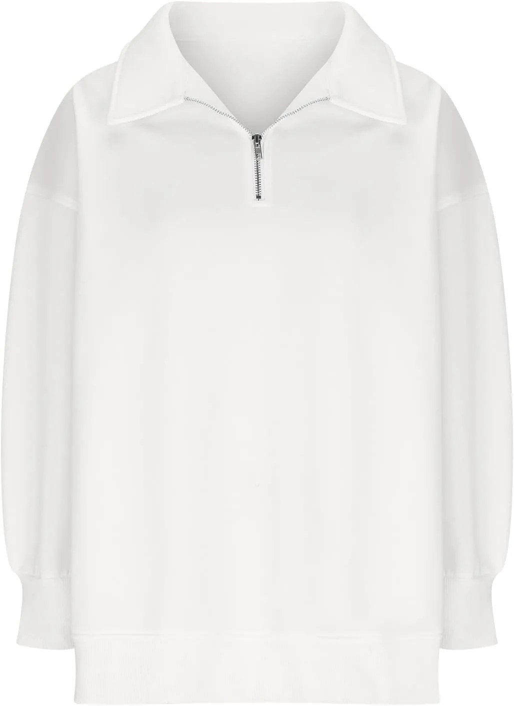 Women Oversized Half Zip Sweatshirt Drop Shoulder Long Sleeves Collar Quarter 1/4 Zipper Pullover Fashion Fall Tops