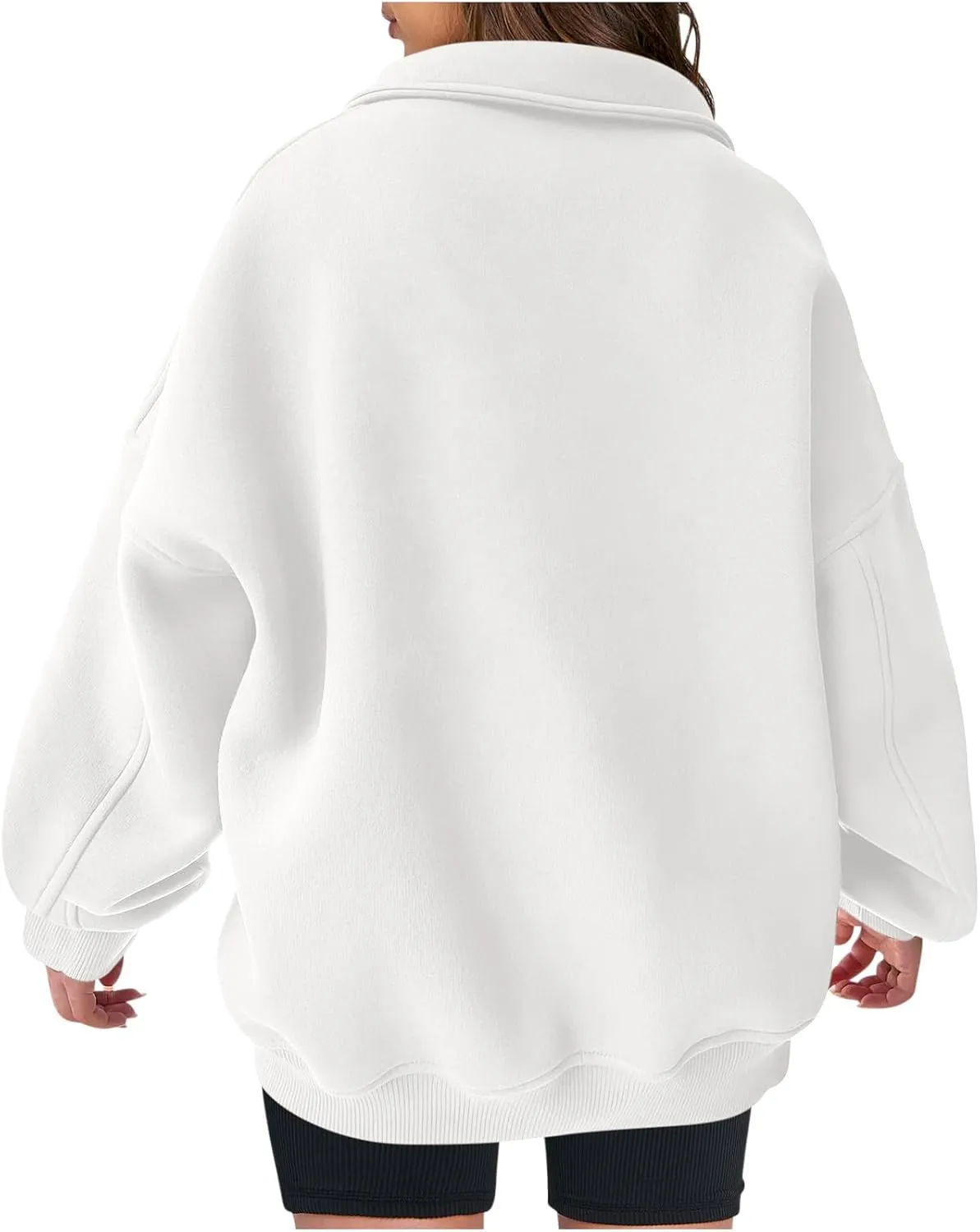 Women Oversized Half Zip Sweatshirt Drop Shoulder Long Sleeves Collar Quarter 1/4 Zipper Pullover Fashion Fall Tops