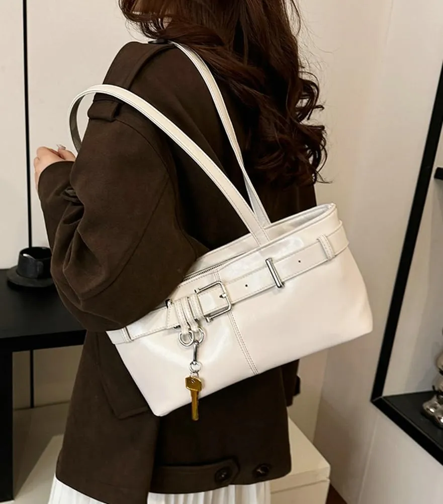Women PU Leather Underarm Purse Y2K Hobo Clutch Small Trendy Shoulder Bag Solid Tote Handbag